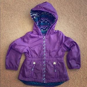 Girls London Fog reversible purple raincoat